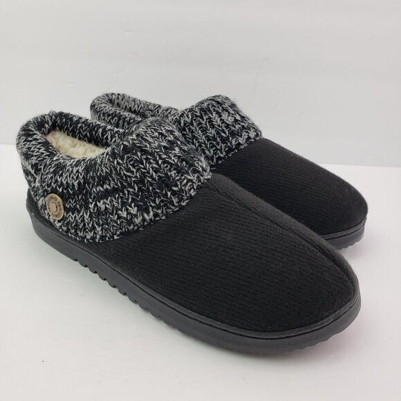 Family Fairy Womens Size L 9-10 Black Cotton Knitted Slip On Memory Foam Slipper - Picture 1 of 9